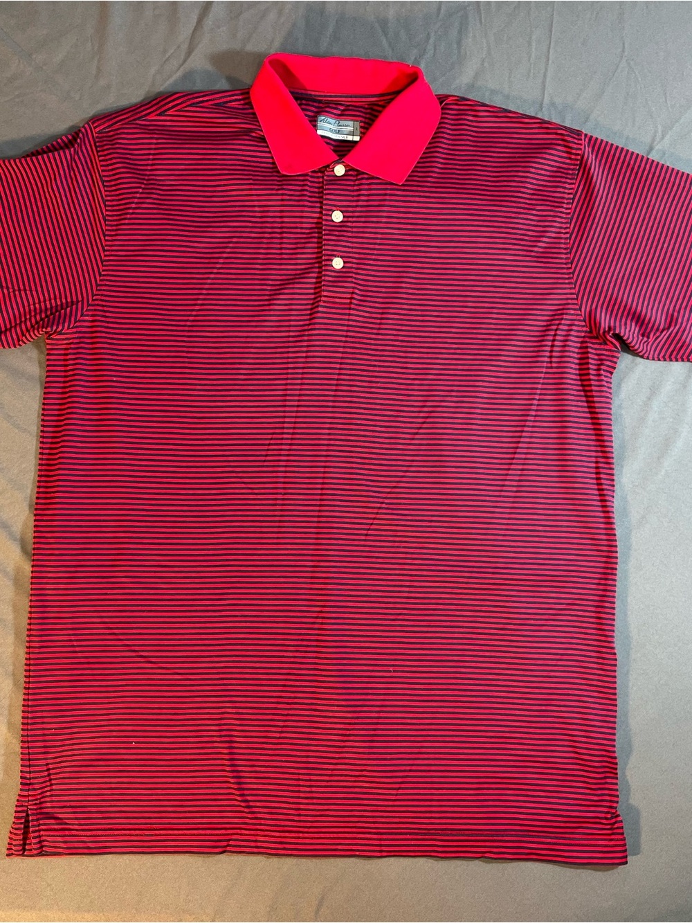 Alan Flusser Red and Black Striped Polo Shirt
